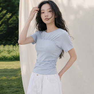 ARCHED LINE SHIRRED TOP_T516TP117
