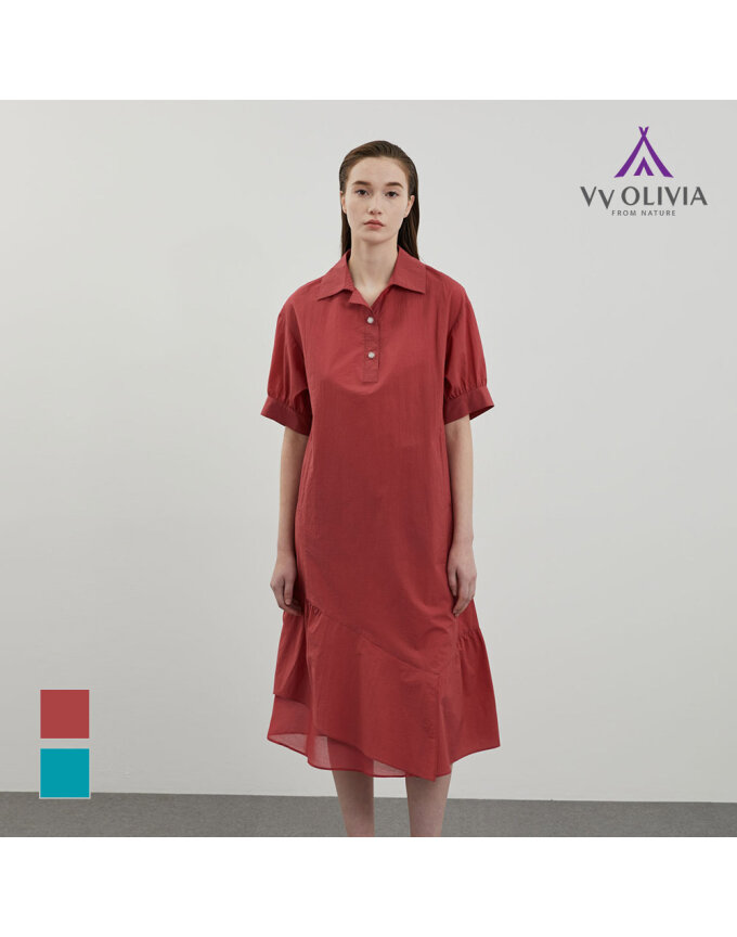 [VVOLIVIA] 셔츠형 셔링 원피스_VVCOA4M4471