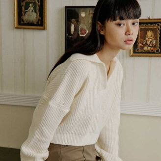 OVERFIT COLLAR KNIT TOP_T326TP125
