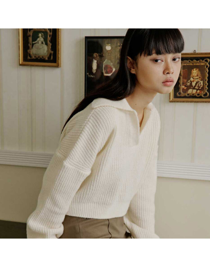 OVERFIT COLLAR KNIT TOP_T326TP125