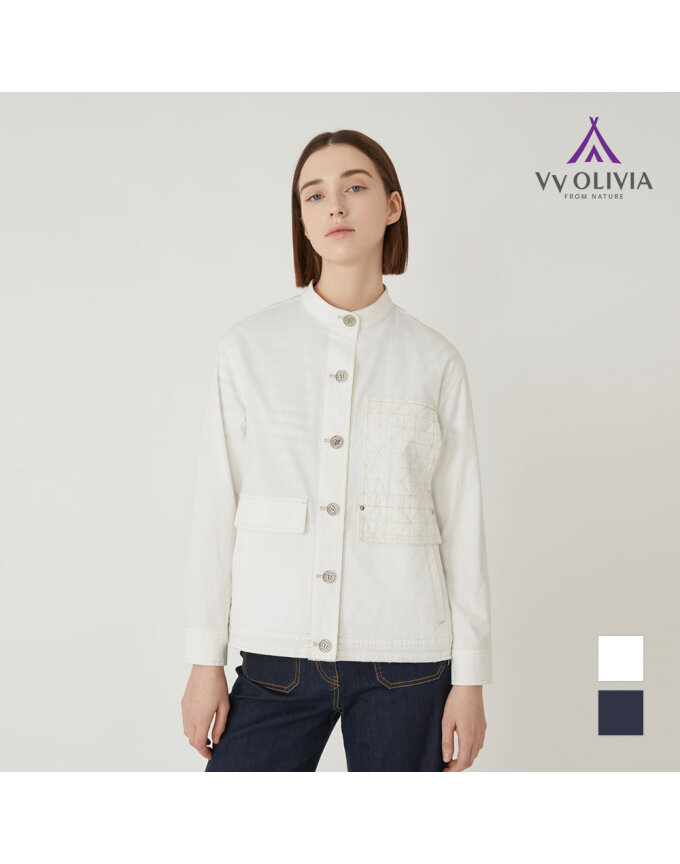 [VVOLIVIA] 밴드넥 데님 자켓_VVBMJYM3171