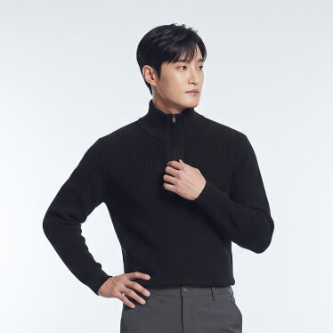 울혼방  벌키 반집업 스웨터_QI73401
