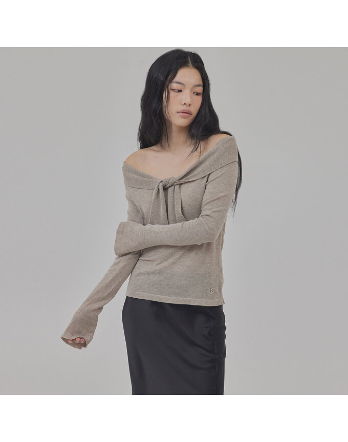 TIE STRAP OFF-SHOULDER KNIT TOP_T513TP107