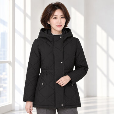 웨이브 퀼팅 여성 덕다운 패딩 후드 점퍼 HCDWDW801