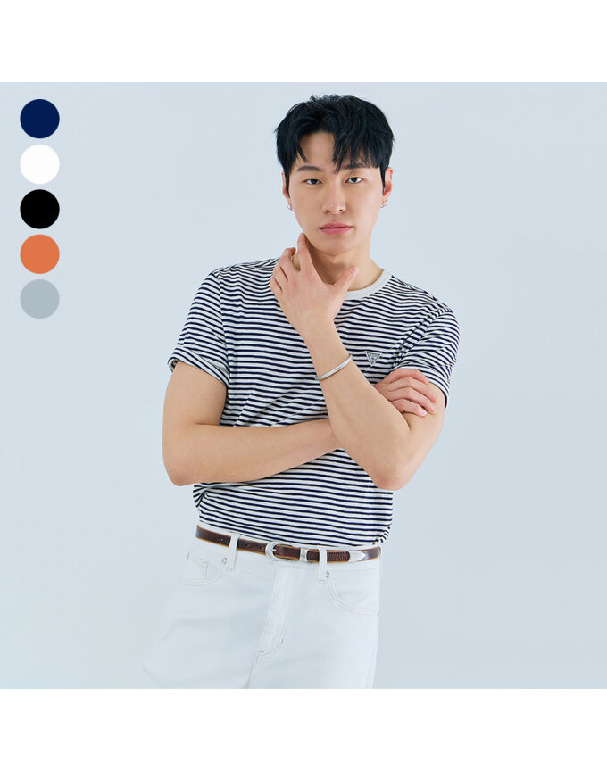 [ON] 유니 레귤러핏 슬럽스트라이프 반팔티셔츠 NQ2KE403