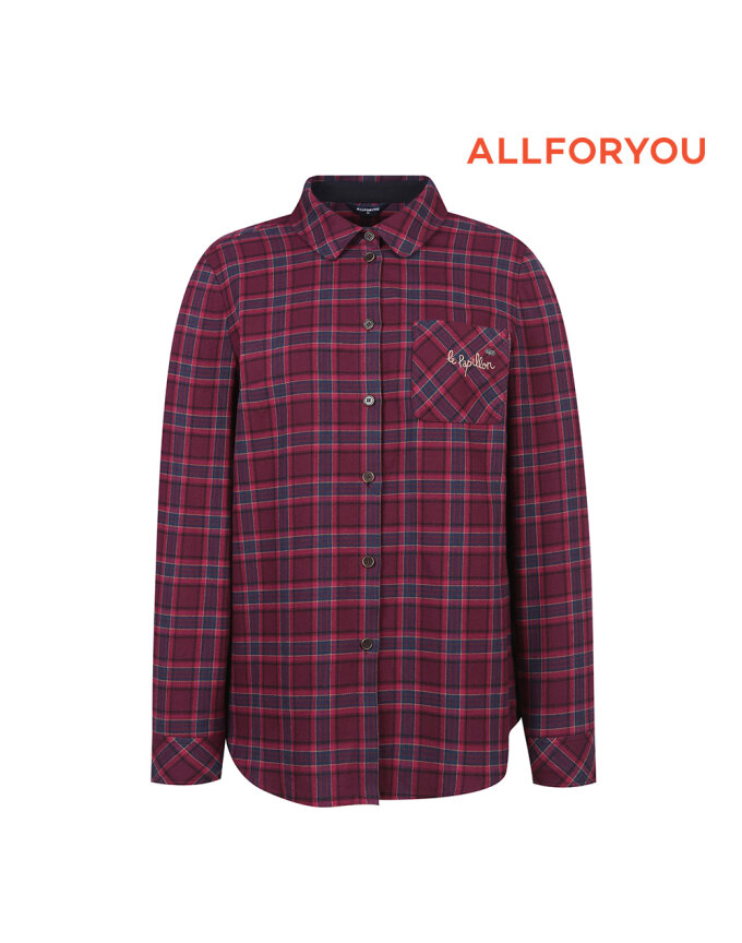 [올포유] 여성 체크 포켓 자수 셔츠형 블라우스 ALBLM8411-403
