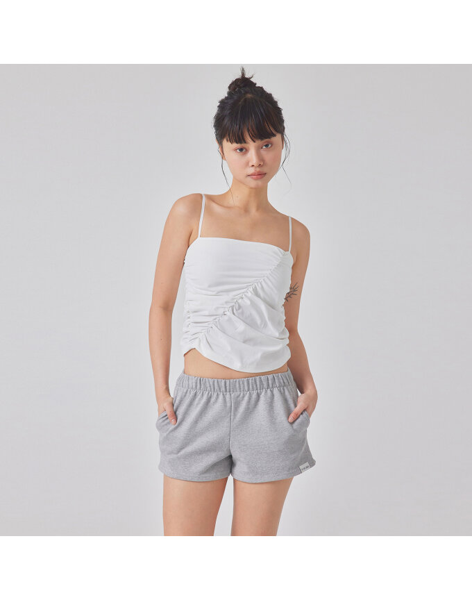DIAGONAL SHIRRING SLEEVELESS TOP_T416TP126