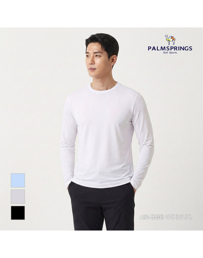 [팜스프링스] 남성 라운드넥 나일론 혼방 티셔츠_STRM232172