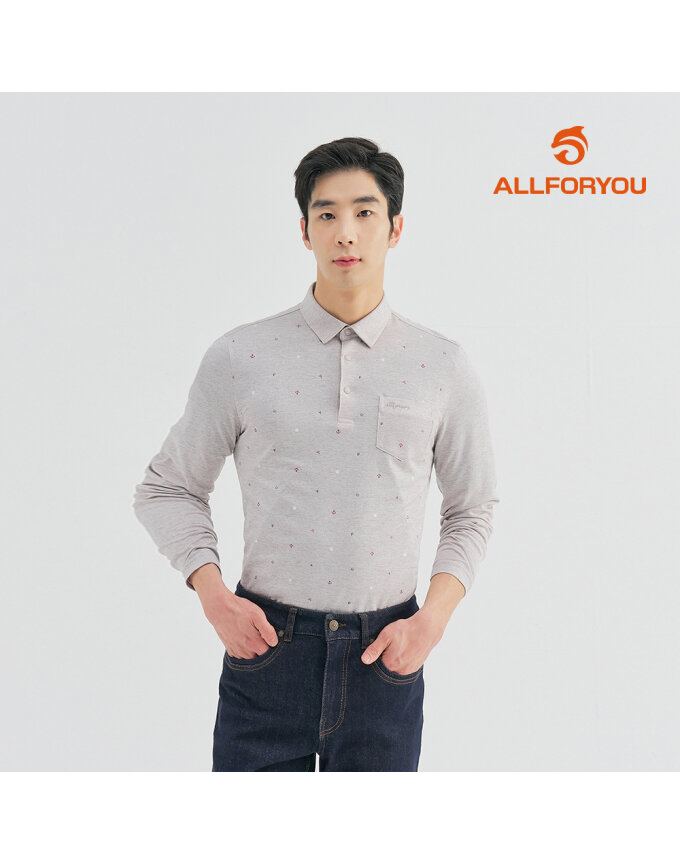 [올포유] [모델착장] 남성 잔프린트 패턴 카라 티셔츠 AGTYM2131-509