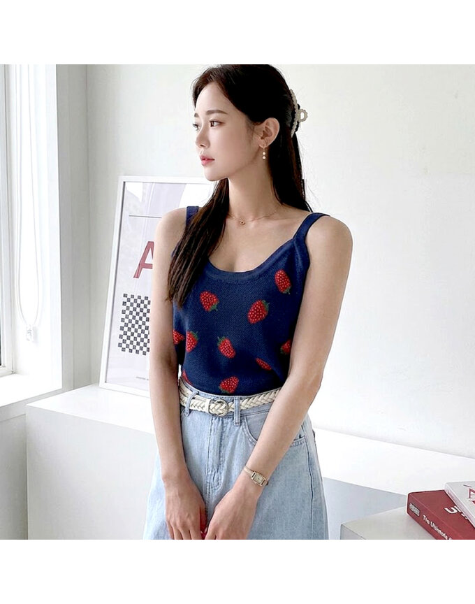 [모델리스트] 딸기 슬리브 나시 (MEMSL007)