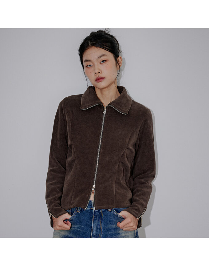 벨벳 코듀로이 하이넥 투웨이 집업_T521OT828