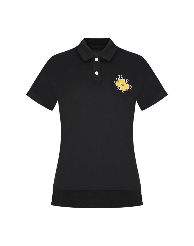 여성 솔리드 카라 배색 티셔츠_BGDMTS712BK