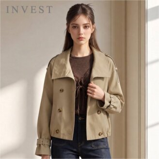 클래식 더블 버튼 하프 트렌치 코트_INI6F1CT1501