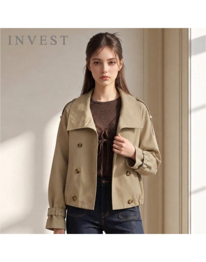클래식 더블 버튼 하프 트렌치 코트_INI6F1CT1501