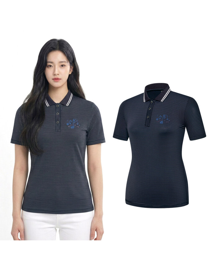 콜핑 여성 냉감 스트라이프 등산 반팔 냉감 카라 티셔츠 KSC482RT0W