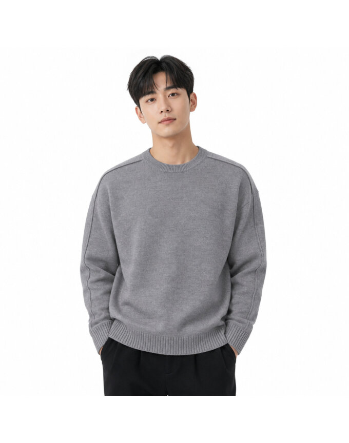 남성 데일리 라운드넥 리브 니트 ROM-KN-PRL