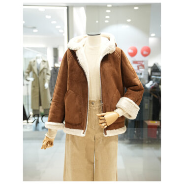 BCBG 후드 집업 포우 무스탕 자켓 B5D9Y931