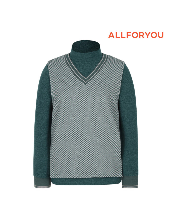 [올포유]여성 레이어드형 자가드 티셔츠 ALTHM9331-830