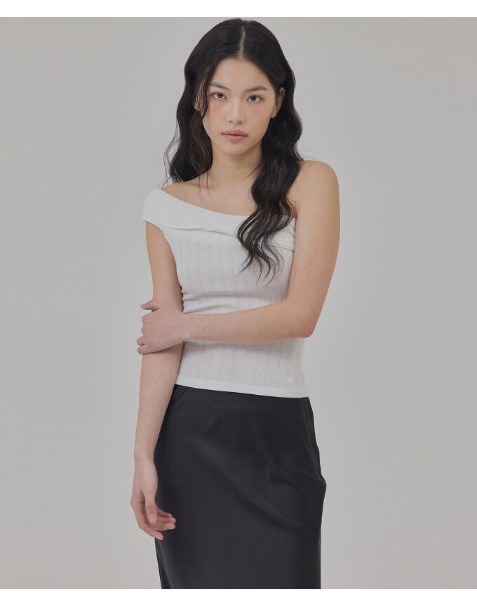 TWISTED LAYER ONE SHOULDER SLEEVELESS TOP_T516TP103