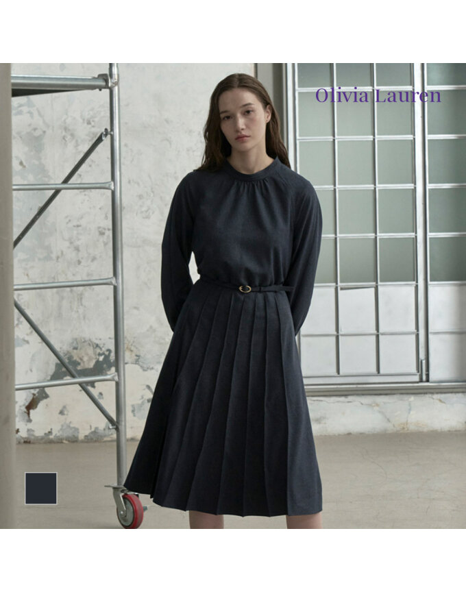 [올리비아로렌] 밴드넥 핀턱 원피스_VOCOA5F8231