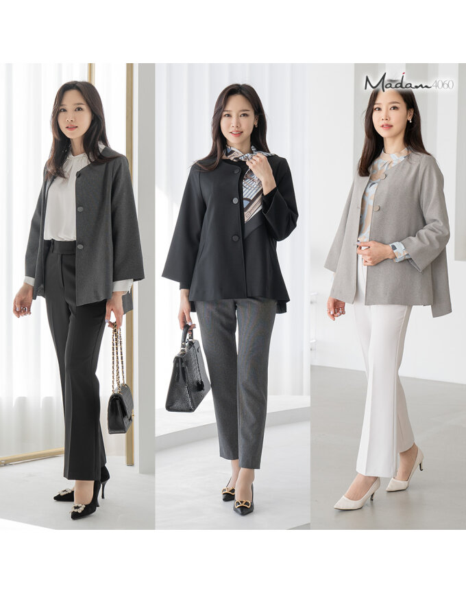 엄마옷 마담4060 (~110size)(3color) 데일리 여성 노카라플레어자켓 -RHJK2401001-