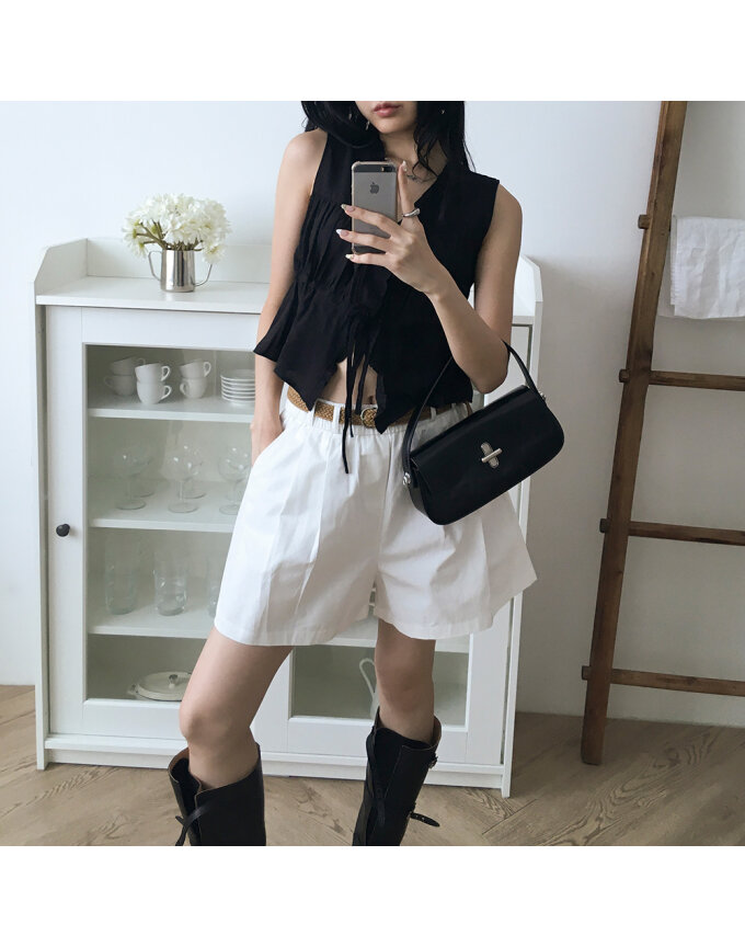 COTTON BANDING SHORTS WITH BELT_T513BT704