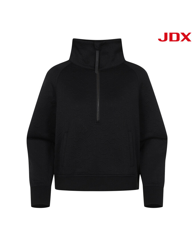 [JDX]여성 기하학 하이넥 티셔츠(X2TLV7445BK)