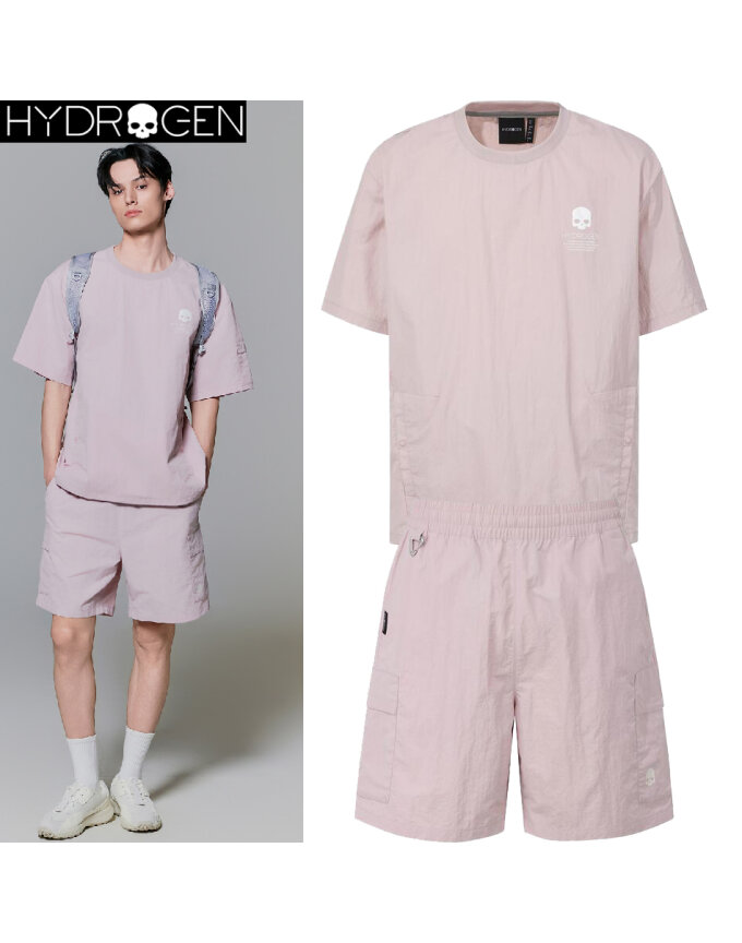 [AK수원점] [하이드로겐] 40%세일 남성 25년 여름 우븐 반팔티+반바지 셋업 세트 H31E2TR229 2XL D