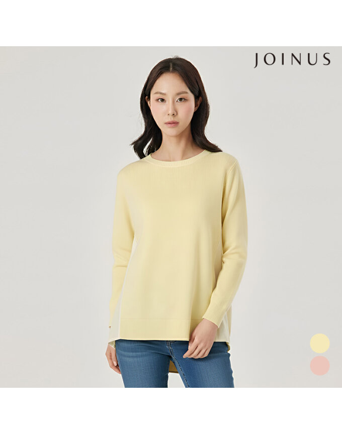 소재 배색 라운드 니트_JAAS3-CSL210
