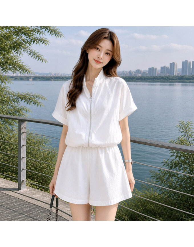 [귈림] (2종SET) 집업 나일론 반팔 + 나일론 숏팬츠(G6MSE043P)