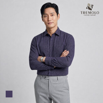 [TREMOLO] 솔리드라이크 잔체크 드레스셔츠_TGBTL3Z7431