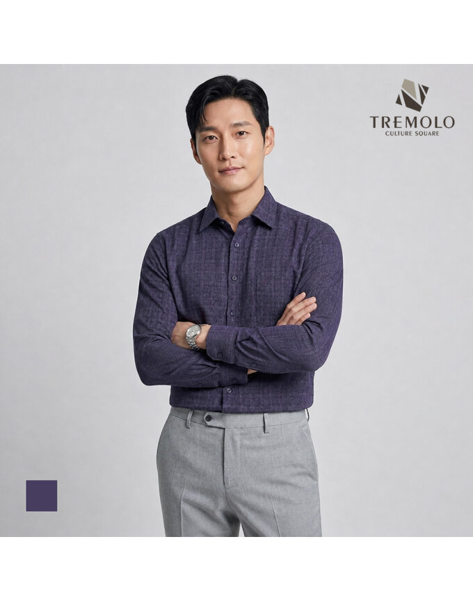 [TREMOLO] 솔리드라이크 잔체크 드레스셔츠_TGBTL3Z7431