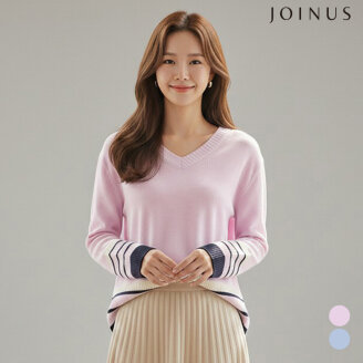 라인 배색 브이넥 풀오버_JAAS3-CSL220