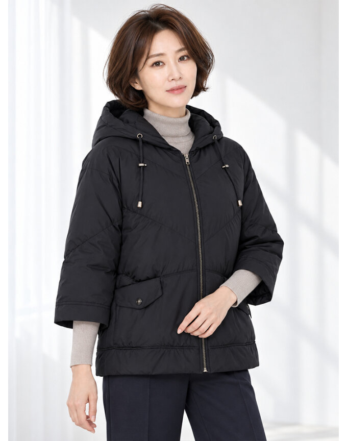 가벼운 후드 7부 덕다운 패딩 점퍼 HCDWDW205