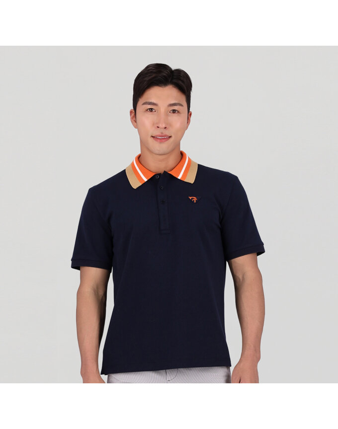 니트배색 폴로 카라 티셔츠_QJ35232