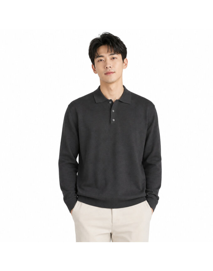 남성 부드러운 세탁편한 니트 칼라넥 티셔츠 ROM-KN-FWC
