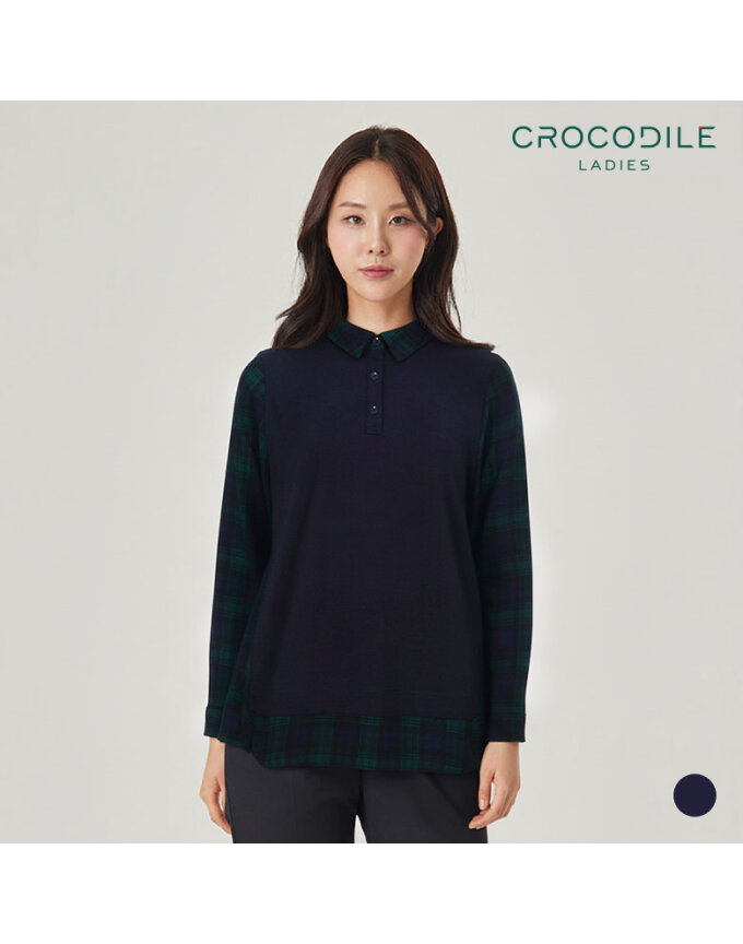 체크배색카라티셔츠_CL0FTS206
