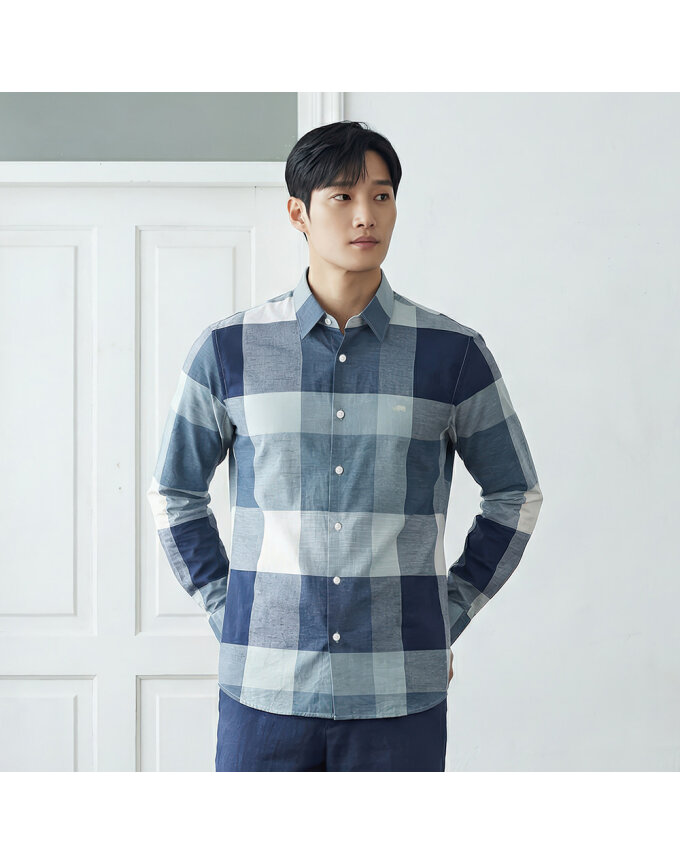 린넨혼방 빅체크 셔츠_1L11507