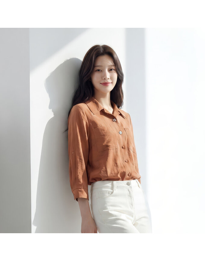 볼륨소매 솔리드 블라우스_1J62506