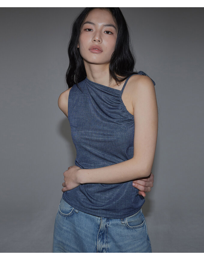 DENIM-LIKE ARMHOLE ADJUSTABLE TOP_T516TP120