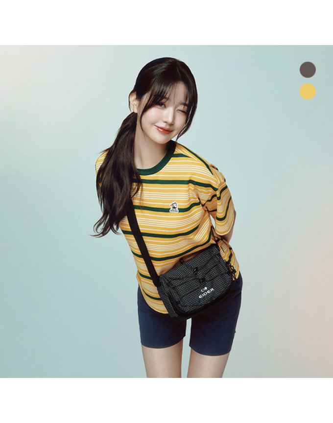 [아이더](장원영착용) 여성 씨엘 스트라이프 반팔 라운드 티셔츠_DWM25271