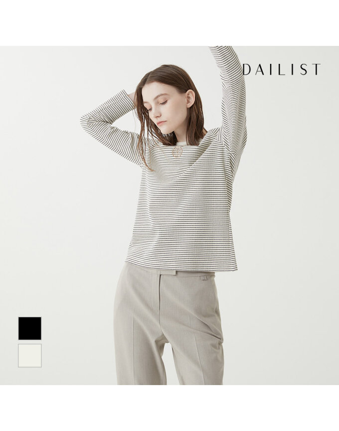 [DAILIST] 스트라이프 자수 티셔츠_MDBAL3F7471
