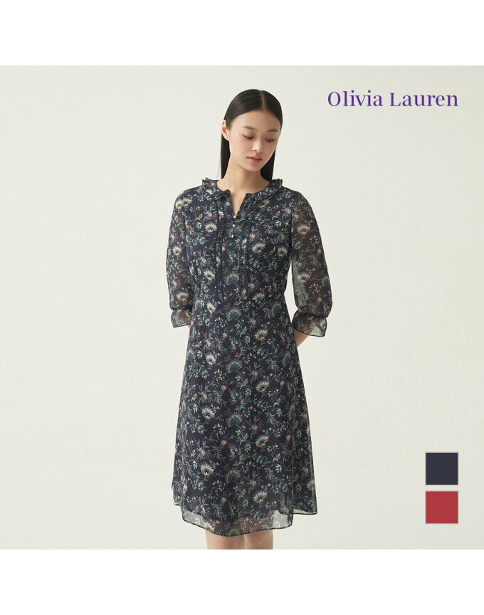 [OLIVIA LAUREN] 네크 프릴 플레어 원피스_VOCOAXF7121