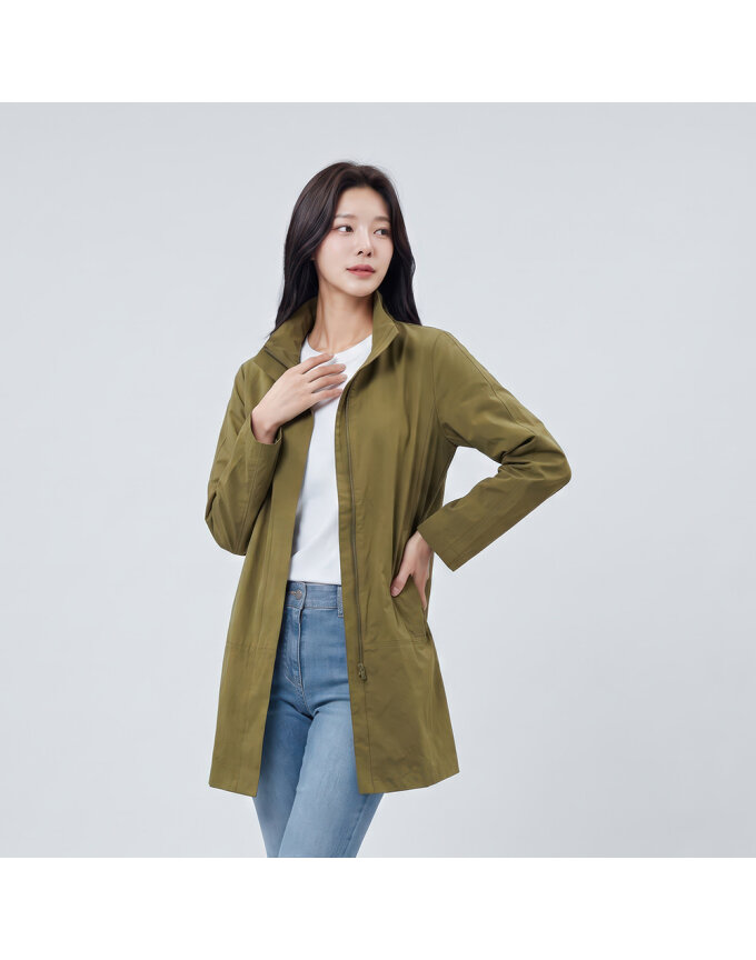 밴드넥 면혼방 코트_1J61101