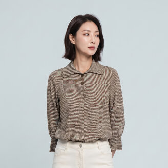 오픈카라 주름 블라우스_1J62512