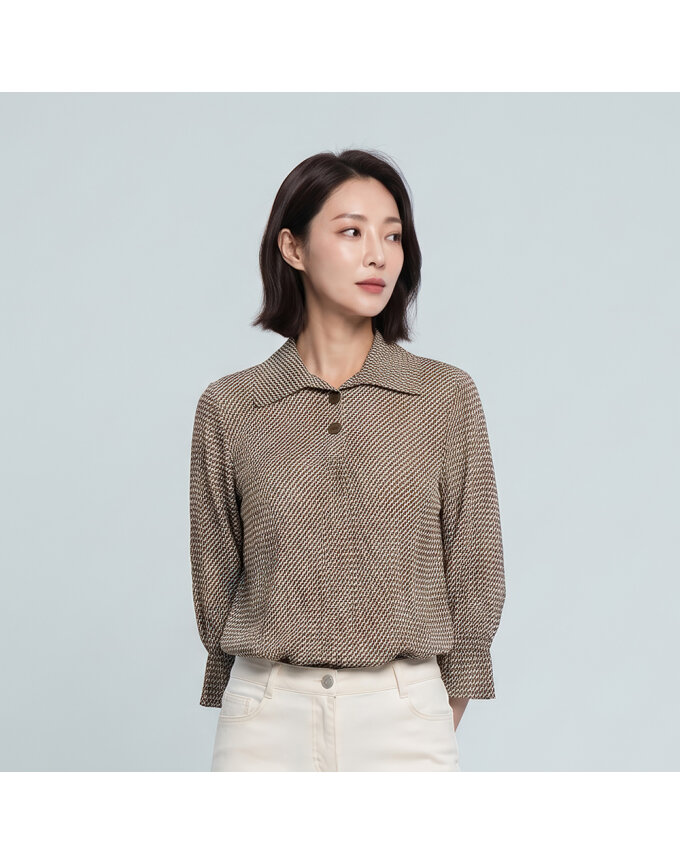 오픈카라 주름 블라우스_1J62512