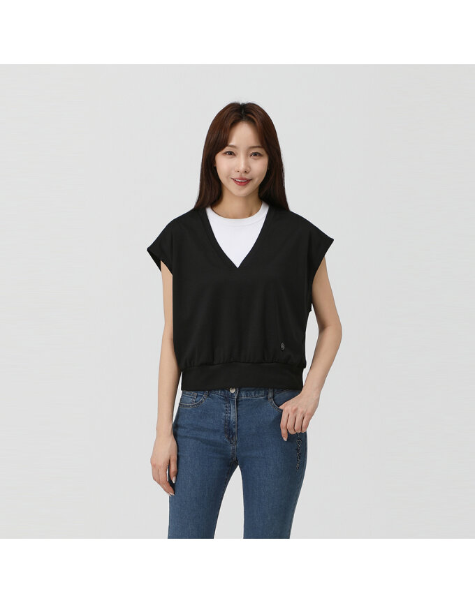 브이넥 저지 베스트_1K45393