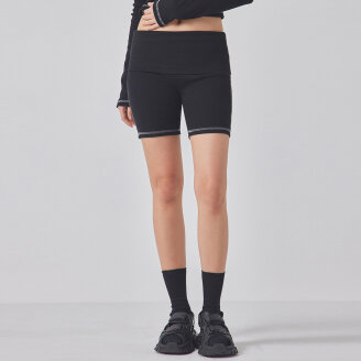 RIBBED CONTRAST STITCH BIKER SHORTS_T416BT700