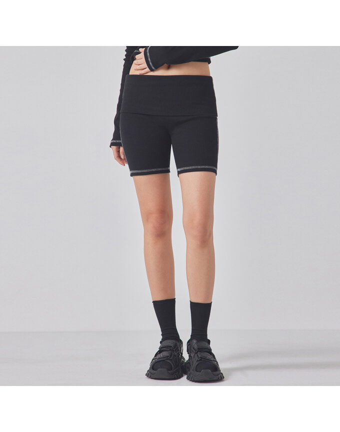 RIBBED CONTRAST STITCH BIKER SHORTS_T416BT700