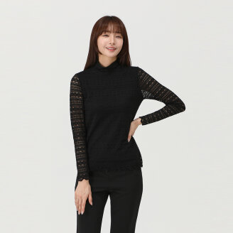 레이스 목크넥 티셔츠_1K25482
